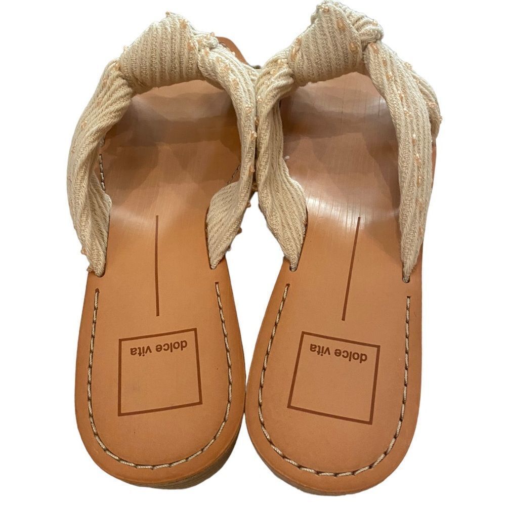 DOLCE VITA Women's Haviva Ivory Fabric Knotted Slide Sandals NEW 8.5 - Picture 4 of 7